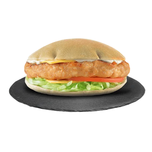 وجبة برجر دجاج طازج بخبز أسمر.