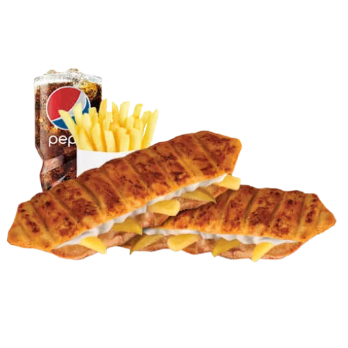 وجبة محمص كومبو من الطازج تشمل ساندوتشين محمصين مع بطاطس ومشروب