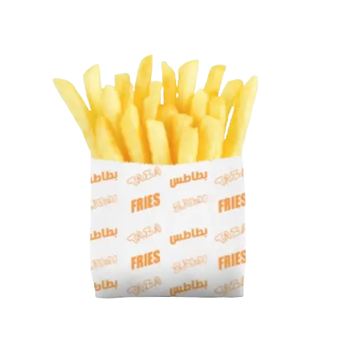 علبة بطاطس صغير ذهبية ومقرمشة.